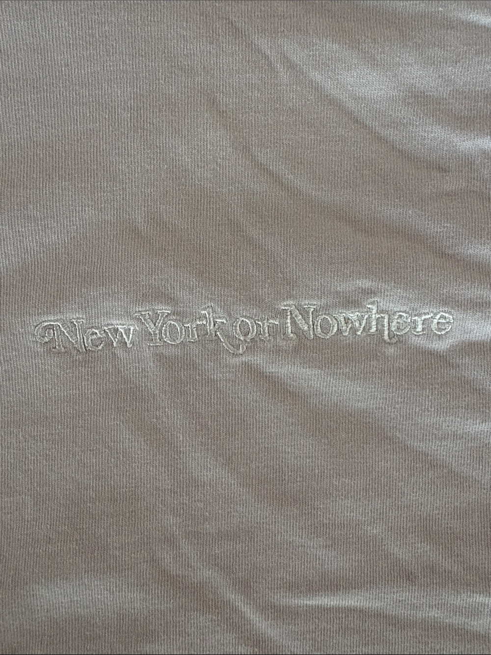Embroidered 'New York or Nowhere' Tee in Light lilac